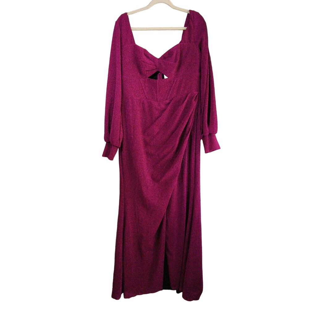 Maniju‎ Formal Dress Womens 1X Magenta Sparkle Evening Gown New